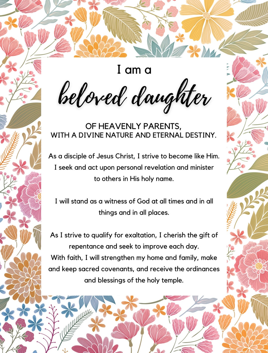 LDS Young Women Theme, Digital Download, Printable - Etsy