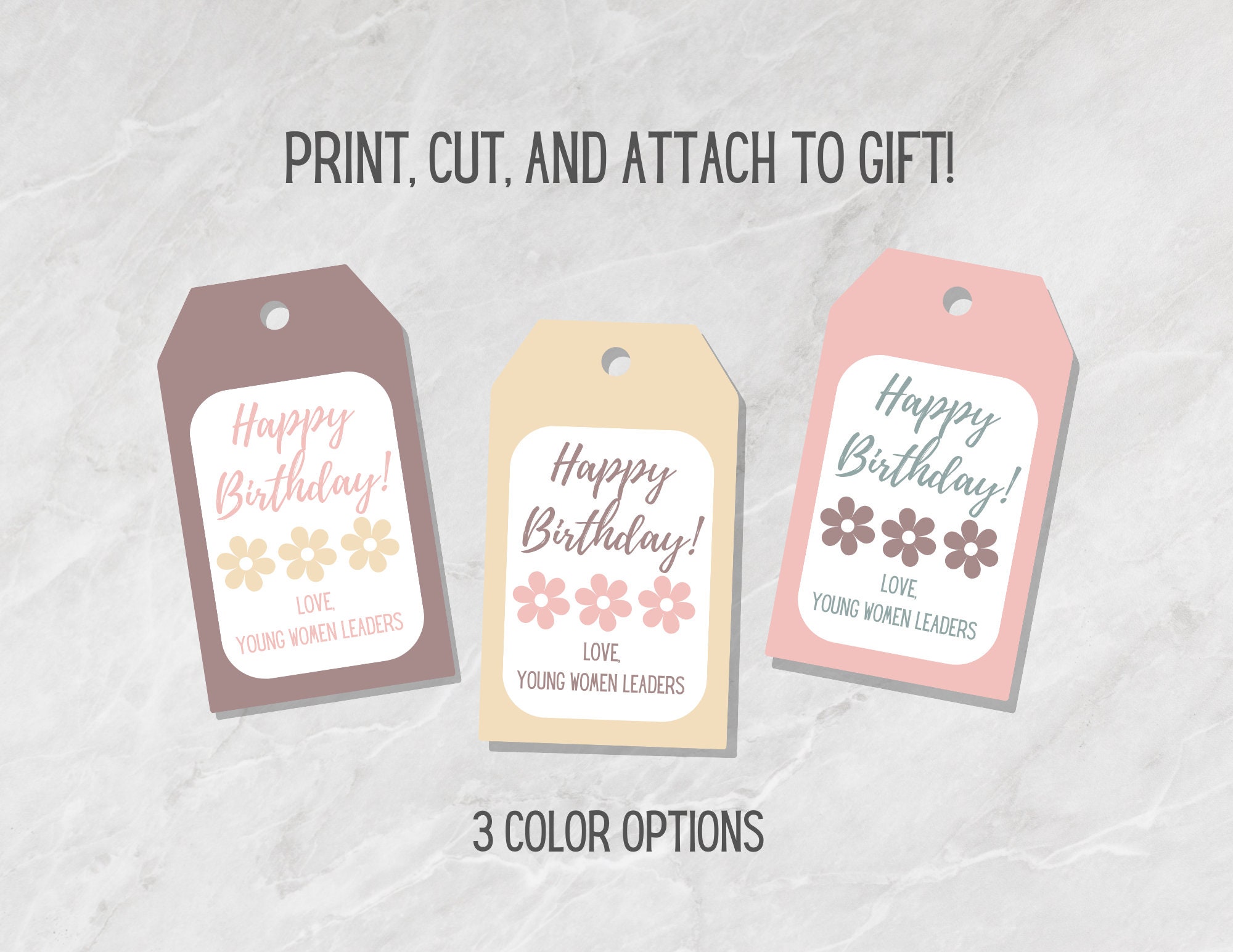 LDS Young Women Happy Birthday Gift Tags - Etsy