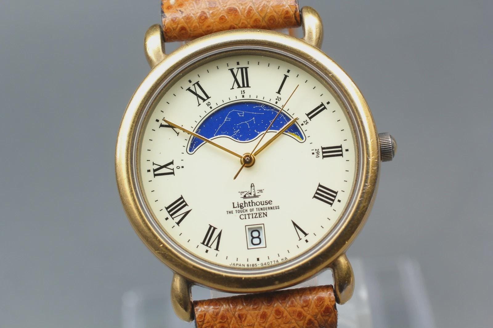 ジャンク CITIZEN 6185-L09278 クオーツ式懐中時計 ハンターケース 3針 デイト ムーンフェイズ 25年12月電池交換 札幌市 清田区 平岡 Citizen lighthouse watch - Etsy 日本