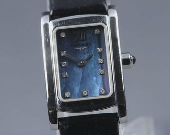 Reloj de cuarzo Longines Dolce Vita L5.158.4 para mujer, esfera azul, 11 piezas, en estado casi impecable.