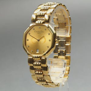 Exc+5 Christian Dior 45.154 11P Diamond Date Quartz Women's Watch From JAPAN 画像 6
