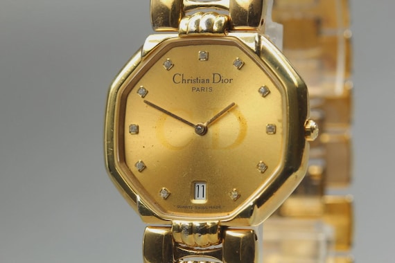 Exc+5 Christian Dior 45.154 11P Diamond Date Quartz Women's Watch From JAPAN