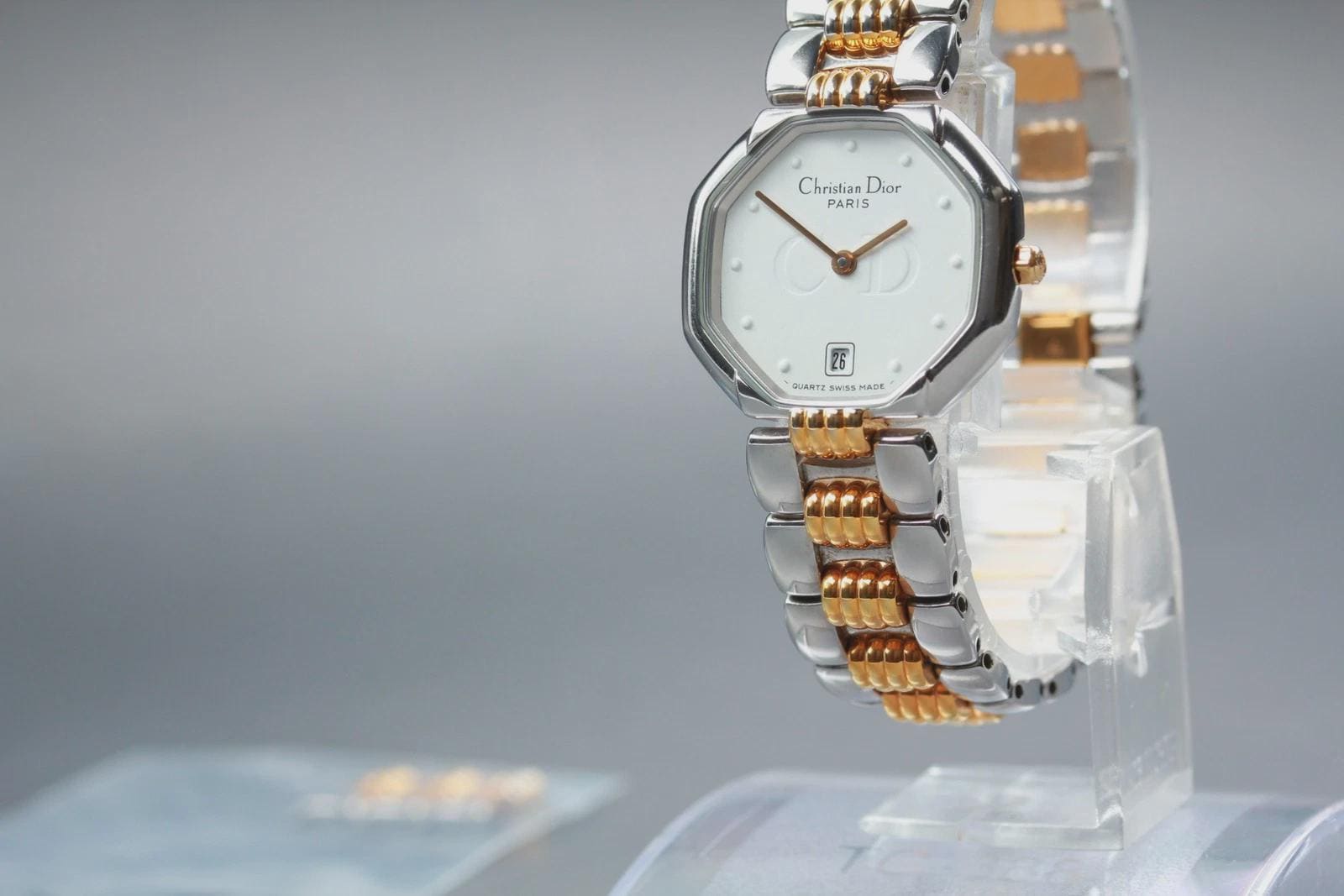 NEAR MINT Christian Dior D48-203 Two-tone Roman Date 25mm Ladies
