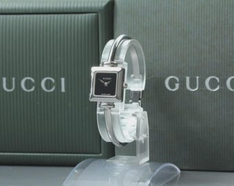 Near MINT w/box GUCCI 1900L Black Dial Square Quartz Women's Watch From JAPAN