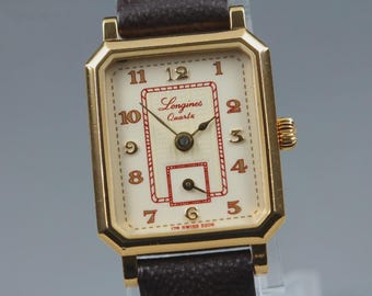 LONGINES 150th Anniversary Gold Small Second Square Quartz Women's Watch JAPAN