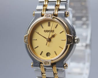 Reloj de cuarzo vintage GUCCI 9000L de 25 mm para mujer, color oro, en estado casi impecable, procedente de Japón.