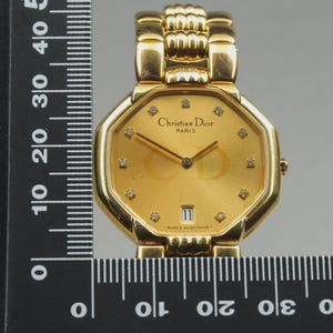 Exc+5 Christian Dior 45.154 11P Diamond Date Quartz Women's Watch From JAPAN 画像 10
