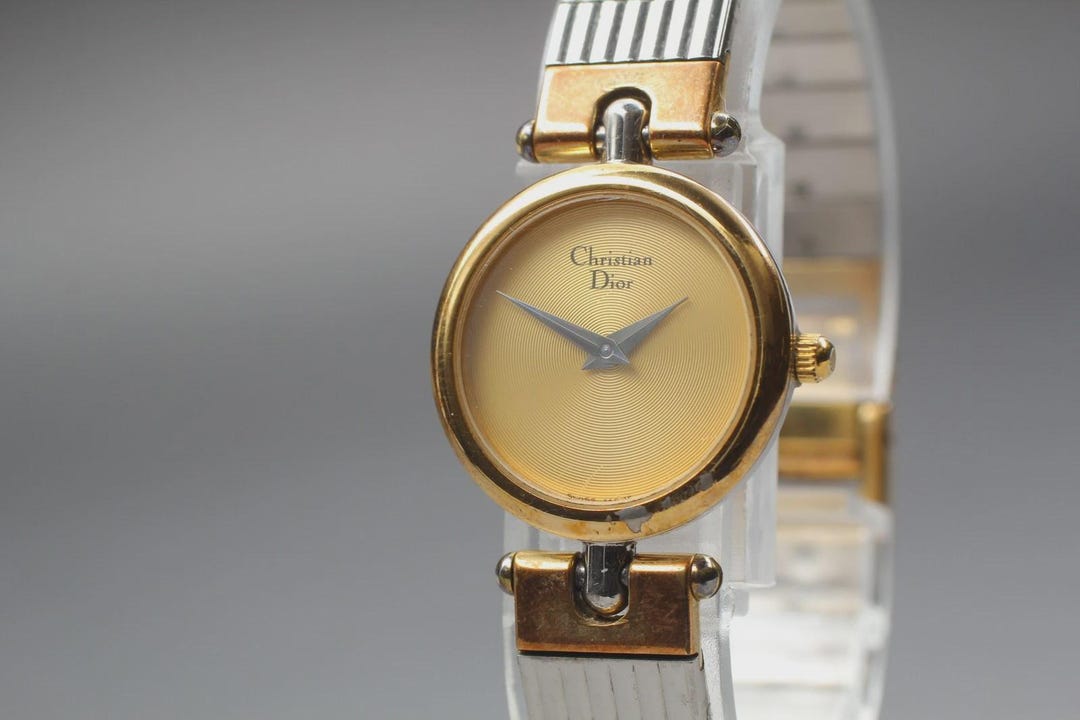 Christian Dior 3025 ゴールド x シルバー Exc+4 Vintage Christian Dior 3025 Gold Case NEW Battery Women's