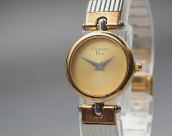 Exc+4 Vintage Christian Dior 3025 Goldgehäuse Damenuhr mit neuer Batterie, Japan