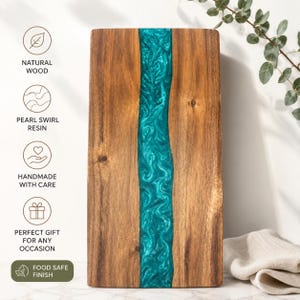 Blue River Acacia Wood Cutting Board | Handmade Serving Tray, Housewarming Gift