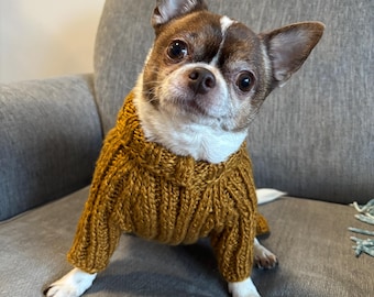 Mustard Knitted Dog Jumpsuit – Handmade, & Cozy Outfit for Small to Medium Dogs