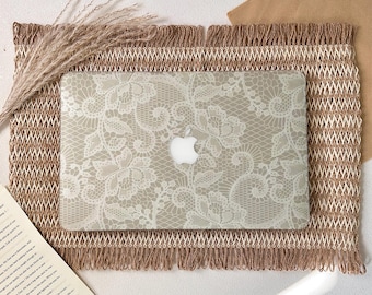 White Lace MacBook Case For Air 15/13/11" 2025 Hard Laptop Case, Pro 16/15/14/13 Inch 2024 M5 M4 M3 M2, Neo A18 2026, New Macbook Cover