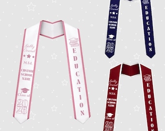 Estola de graduación para profesores personalizada, banda personalizada para la promoción de 2026 de la Maestría en Educación. Regalo ideal.