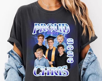 Camiseta de graduación personalizada estilo bootleg 2026, camiseta personalizada con foto para graduados orgullosos, camiseta de la clase de 2026, regalo de graduación para la familia, regalo para graduados