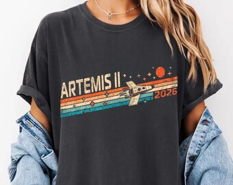 Camiseta del lanzamiento del cohete Artemis II 2026, camiseta de la futura misión lunar, camiseta gráfica de exploración espacial, ropa del primer vuelo de prueba tripulado en órbita lunar
