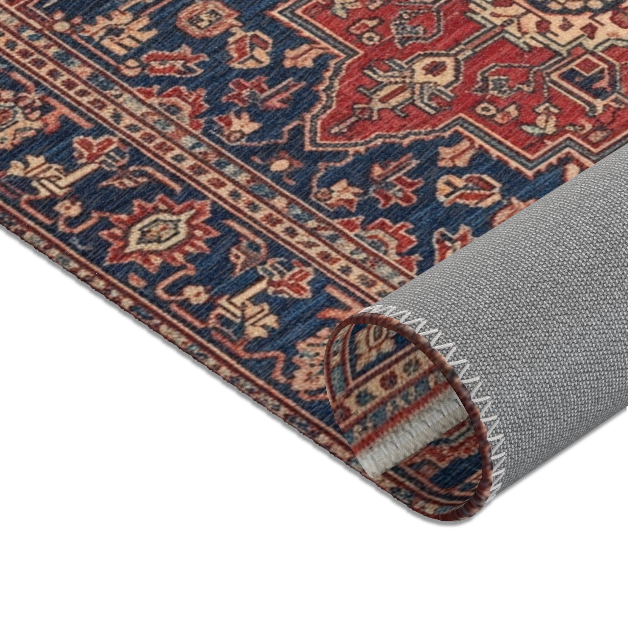 Navy Red Persian Rug – Vintage Medallion Carpet, Boho Classic Living ...