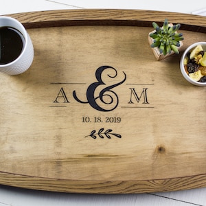 Engagement Gift for Couple, Personalized Wedding Gift, Wooden Tray, Coffee Table Tray, Serving Tray, Charcuterie Board, Rustic Wedding Gift