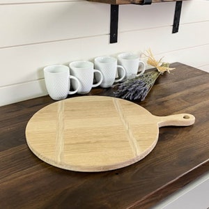 Large circular bread board, Wood cheese board, Kitchen decor display board, Vintage bread board design image 4