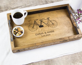 Personalized tray with bicycles,  Bicycle wedding gift for couple, Bike anniversary gift