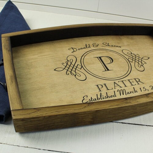 Personalized Wine Barrel Serving Tray Wedding Gift Etsy
