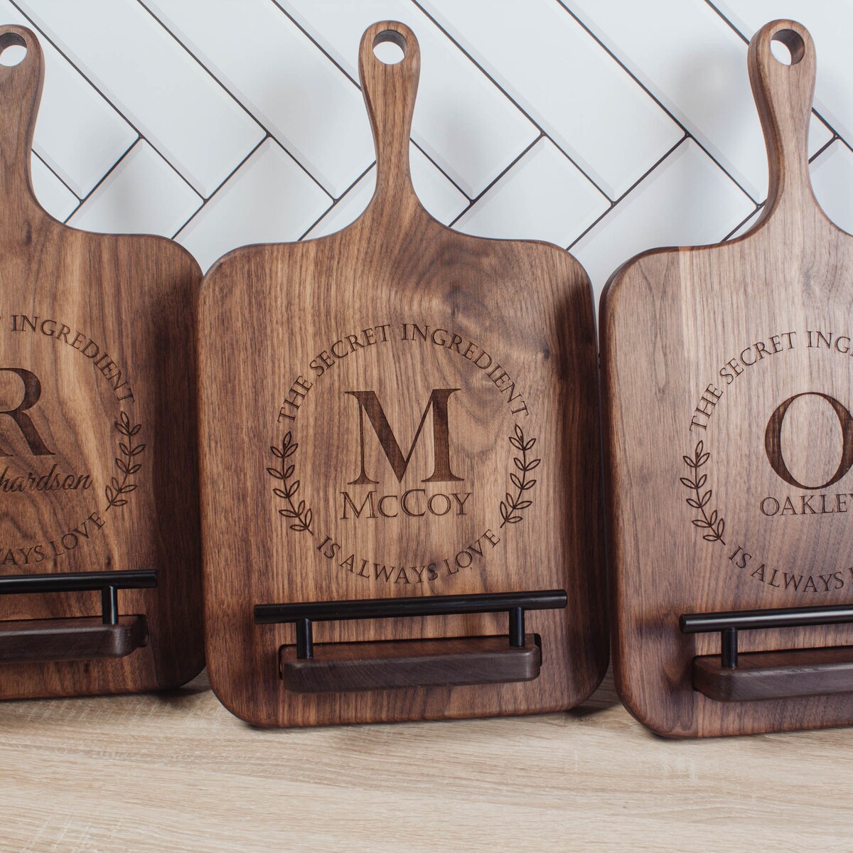 Personalized Cookbook Stand, Black Walnut Wood Cutting Board, Wedding Keepsake Gift, Unique Wedding Gift, Kitchen Counter Decor - Etsy