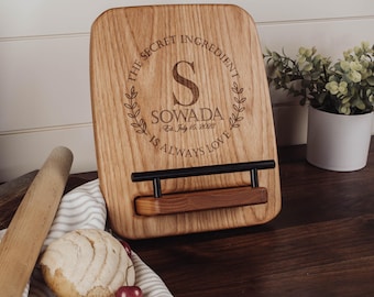 Cookbook Stand, Book Holder, Recipe Book Holder, Bridal Shower Gift,  Gift For Bride, Personalized Wedding Gift,