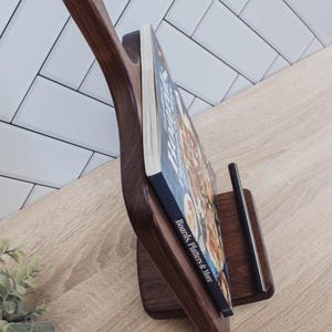 Personalized Cookbook Stand, Black Walnut Wood Cutting Board, Wedding Keepsake Gift, Unique Wedding Gift, Kitchen Counter Decor image 7