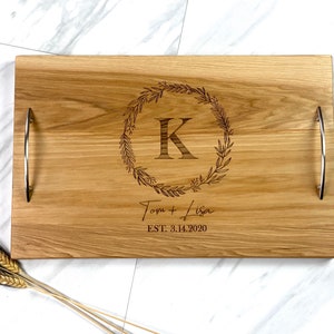 Personalized serving tray with handles, Wedding gift for couple, Charcuterie board image 8