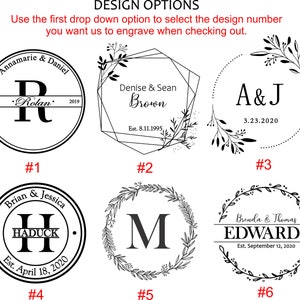 Puede incluir: Seis opciones de dise&ntilde;o para un letrero de madera grabado personalizado. Cada dise&ntilde;o presenta una combinaci&oacute;n diferente de elementos florales, iniciales, nombres y fechas. Los dise&ntilde;os est&aacute;n numerados del 1 al 6.