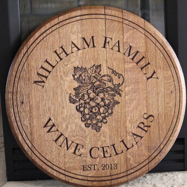 Personalized wine barrel sign / Established sign / Wood lazy susan / Last name sign / Family name sign / Housewarming gift / Wine cellar