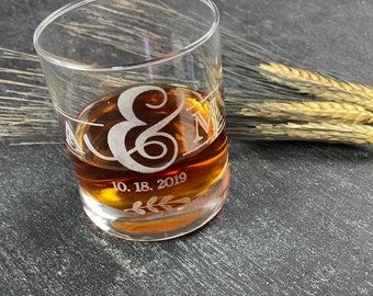 Whiskey Glass, Custom Whiskey Glass, Bourbon Glass, Bridal Shower Gift, Low Ball Glass, Groomsmen Gift, Wedding Gift for Couple,Personalized