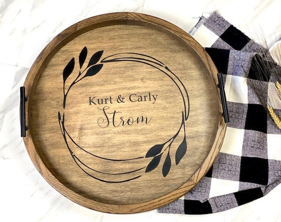 Round serving on sale tray for ottoman