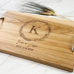 Personalized serving tray with handles, Wedding gift for couple, Charcuterie board image 3