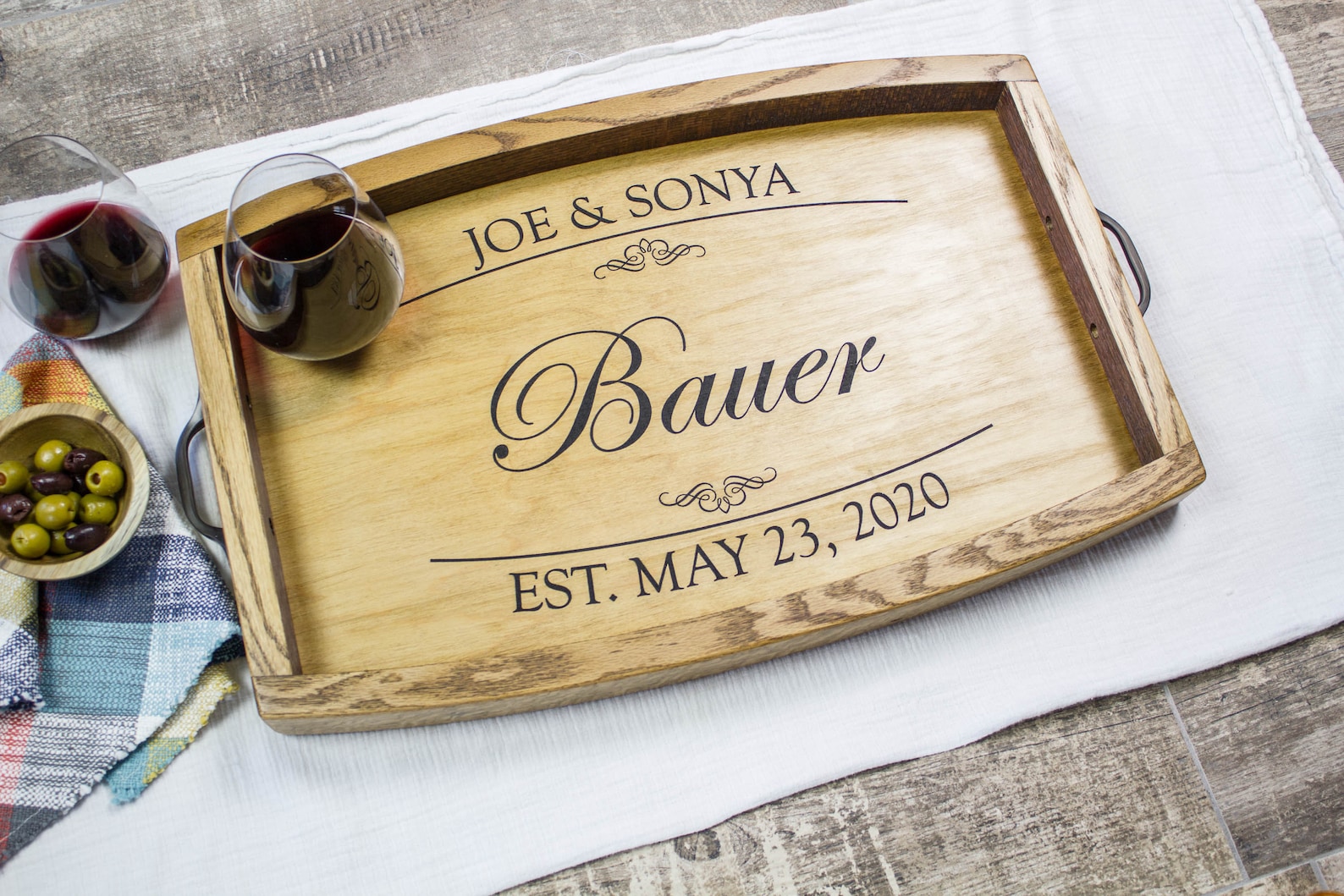 Personalized Wine Barrel Serving Tray Personalized Wedding Etsy