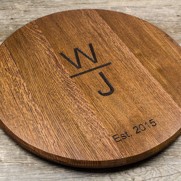 Botte di vino personalizzata con supporto girevole o da parete - Regalo di nozze, regalo di marca, regalo di anniversario, monogramma