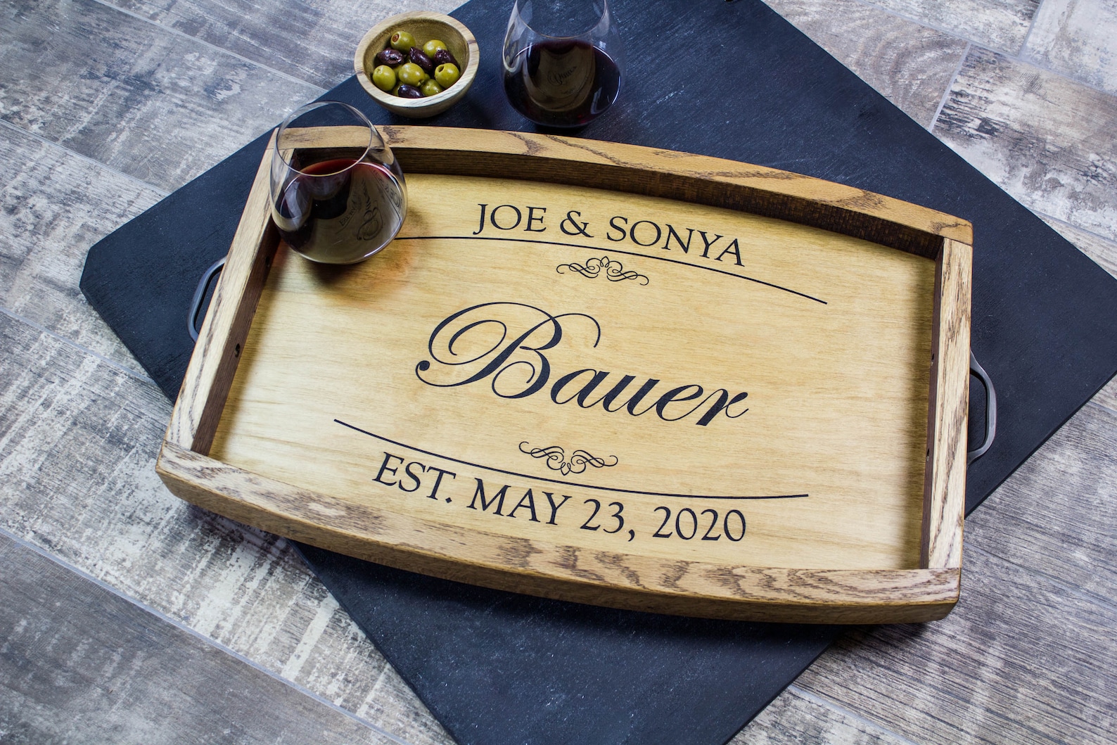 Personalized Wine Barrel Serving Tray Personalized Wedding Etsy