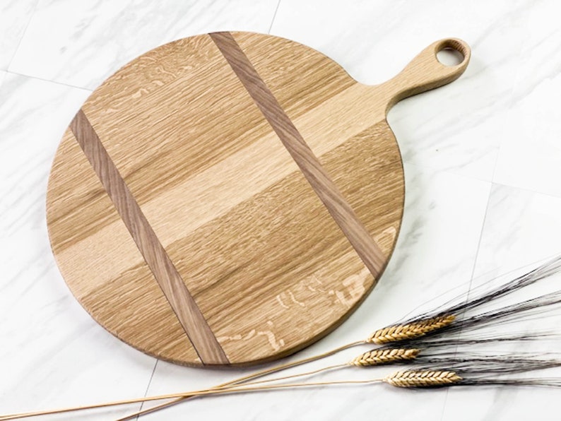 Round Wood Cheese and Bread Board Round Wooden Charcuterie Etsy