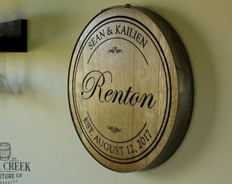 Personalized engraved Wine Barrel Head Lazy Susan, Personalized Gift, Wedding Gift, Anniversary Gift, bridal shower, housewarming gift