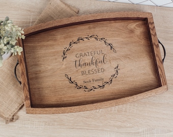 Personalized Wine Barrel Serving Tray: Rustic Coffee Table Decor
