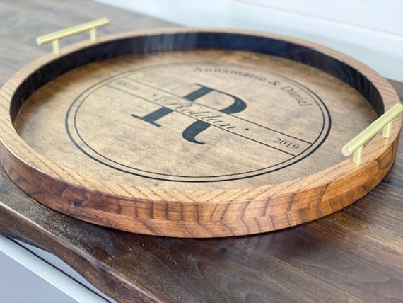 Round Wood Tray Large Ottoman Personalized With Round Wood Tray Large Ottoman, Round Ottoman Tray Large