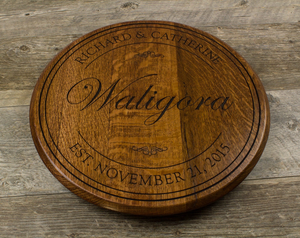 Personalized Wedding Gift Wine Barrel Lazy Susan Personalized Gift