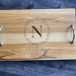 Personalized serving tray with handles, Wedding gift for couple, Charcuterie board
