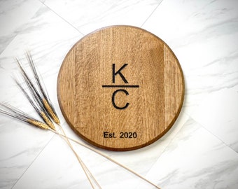 Personalized wine barrel lazy susan, Family name sign, Wedding gift, Brand gift, Anniversary gift, Monogram