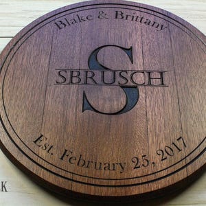 Bourbon barrel head, personalized gift, engraved barrel, wedding gift, anniversary gift,wine barrel, whiskey barrel, barrel top, lazy susan