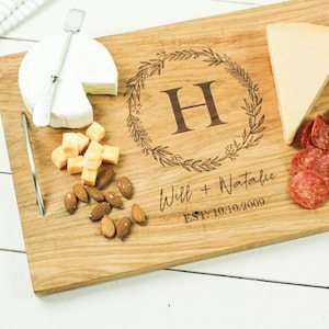 Personalized serving tray with handles, Wedding gift for couple, Charcuterie board image 4