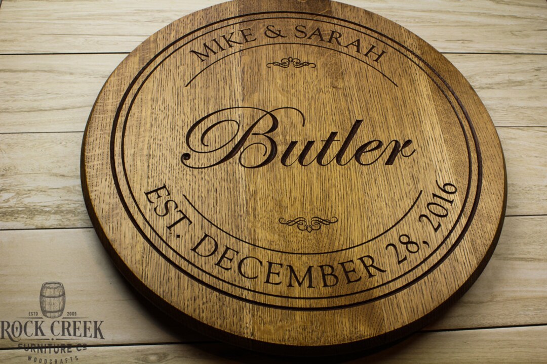 Personalized Engraved Wine Barrel Lazy Susan, Custom Engraved, Barrel