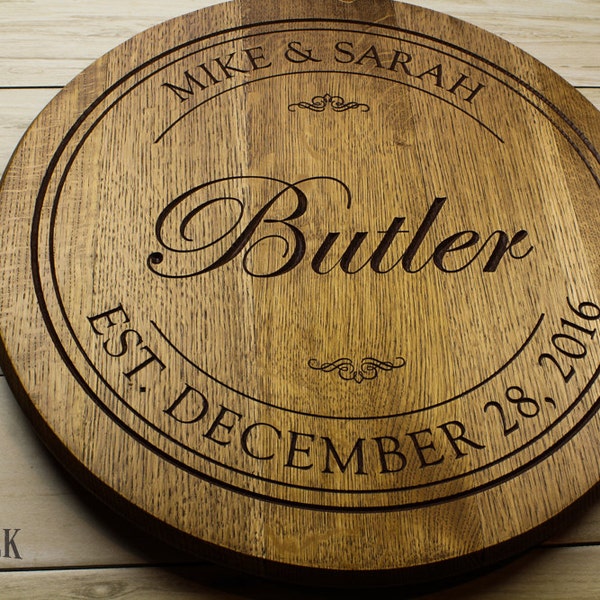 Custom Engraved Wine Barrel Lazy Susan - Perfect Wedding, Anniversary, or Bridal Gift