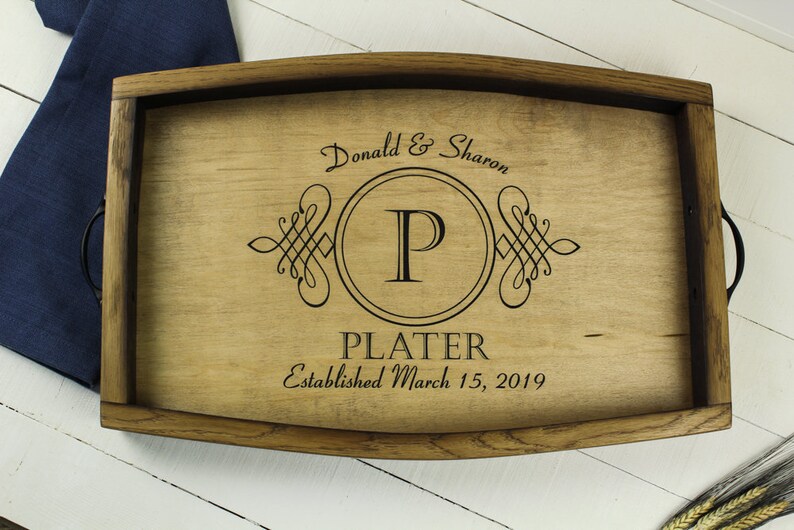 Personalized Wine Barrel Serving Tray Wedding Gift Etsy