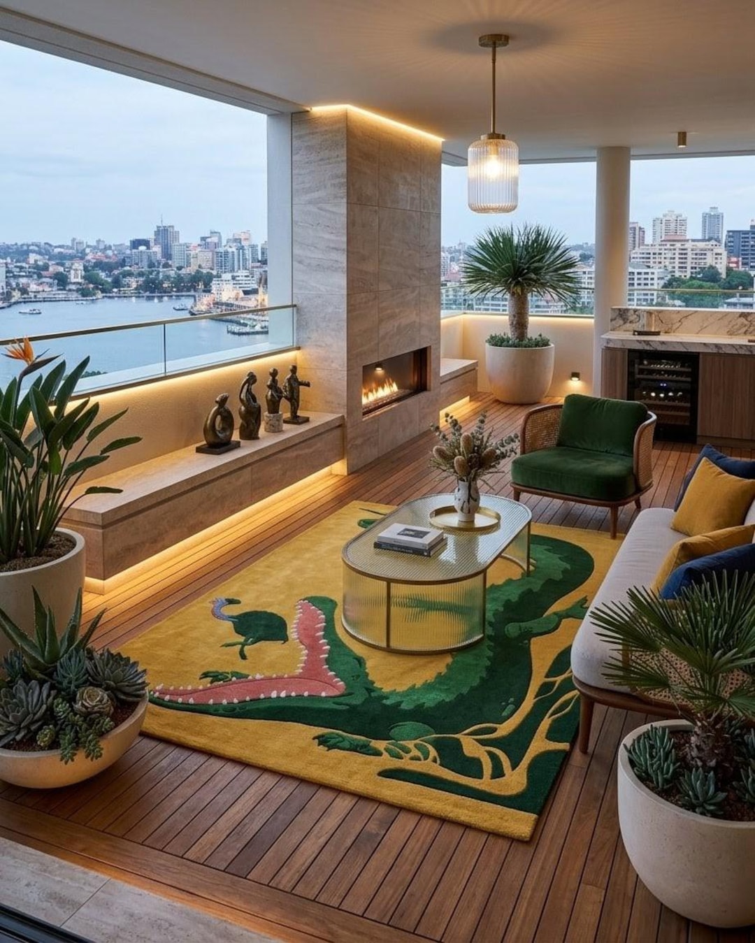 Crocodile Rug Hand Tufted Wool Animal Shape Area Rug Green Yellow Funky ...