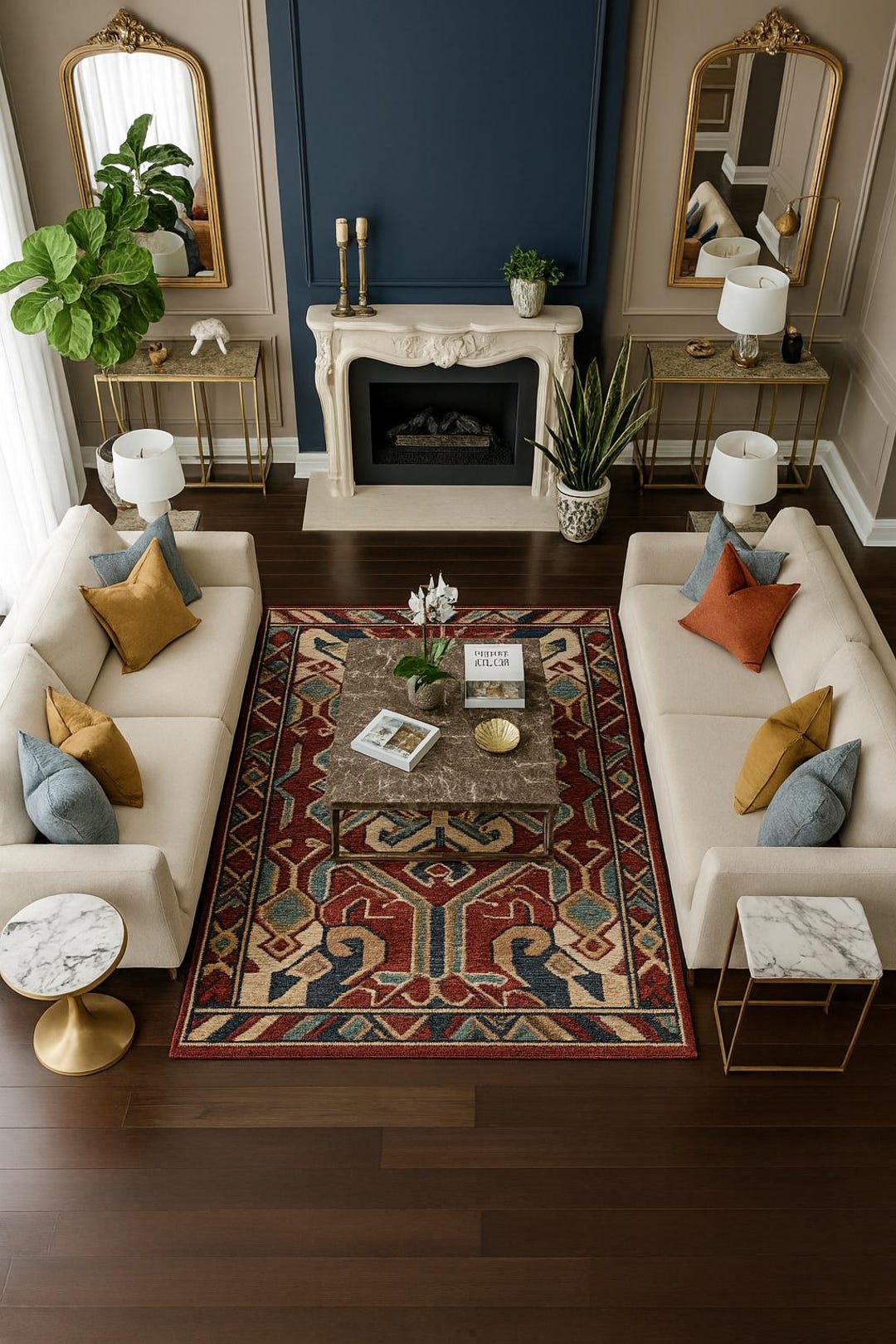 Terracotta Hand Tufted Wool Rug Traditional Tribal Area Rug for Living ...